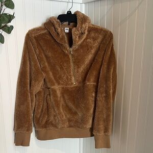 Old Navy Men's Tan Zip-Up Fleece Sweater